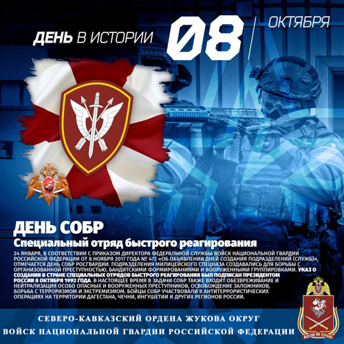 Генерал-лейтенант Олег Чернай поздравил бойцов и ветеранов СОБР Росгвардии с профессиональным праздником