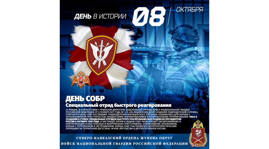 Генерал-лейтенант Олег Чернай поздравил бойцов и ветеранов СОБР Росгвардии с профессиональным праздником